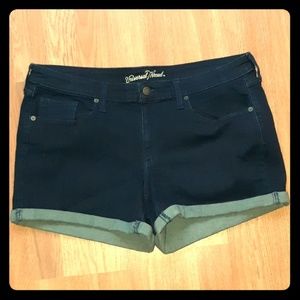 Universal Thread cuffed dark blue denim shorts.